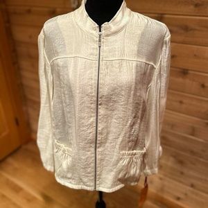 Super lux NWT Ruby Rd zip up lightweight jacket in metallic cream